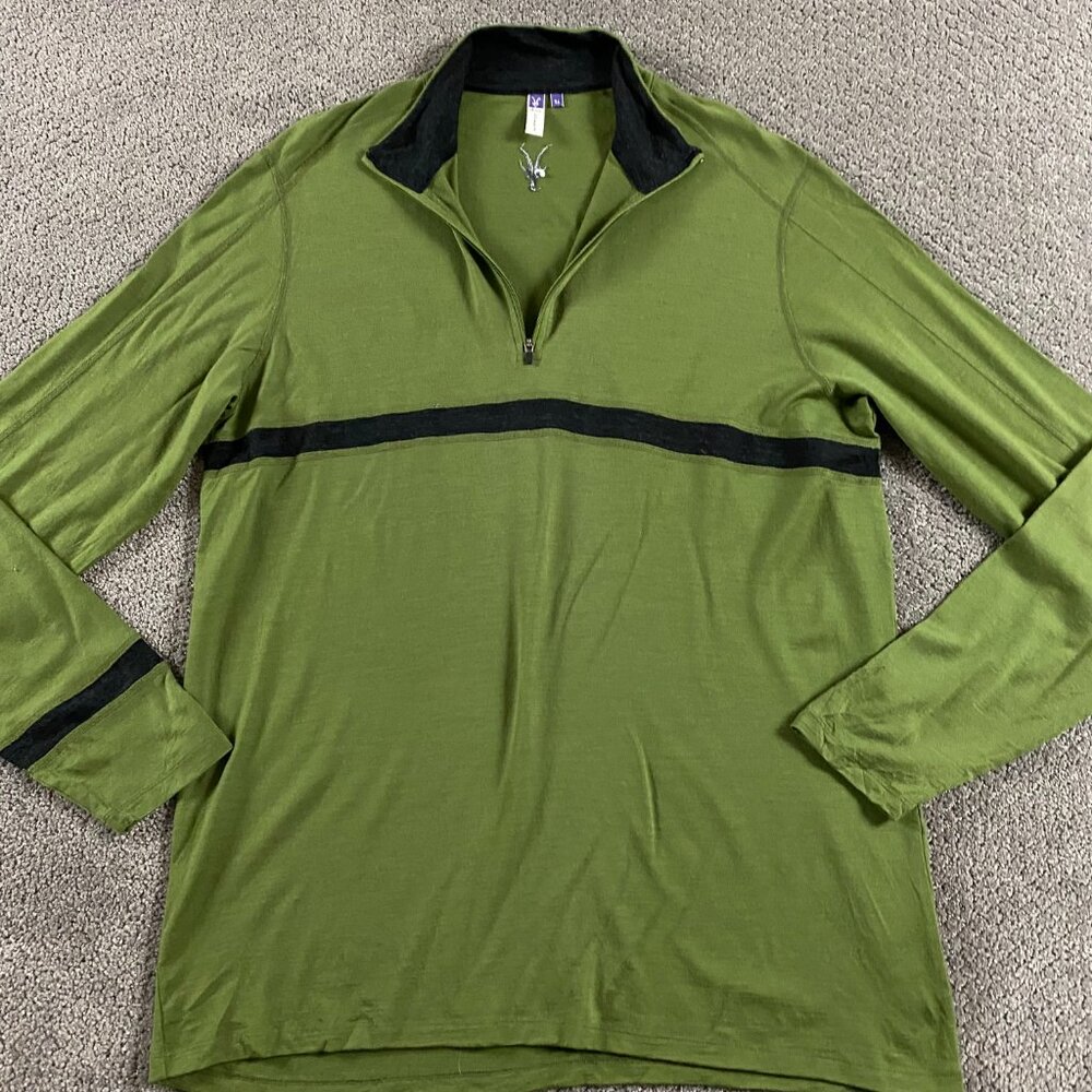 Ibex 1/4 Zip Pullover Sweater Top Men's XL Merino Wool Green Base Layer